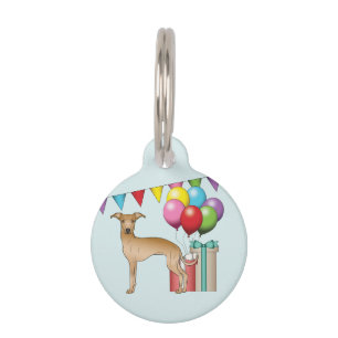 Médaillon Pour Animaux Fawn Italian Greyhound Joyeux Anniversaire Coloré
