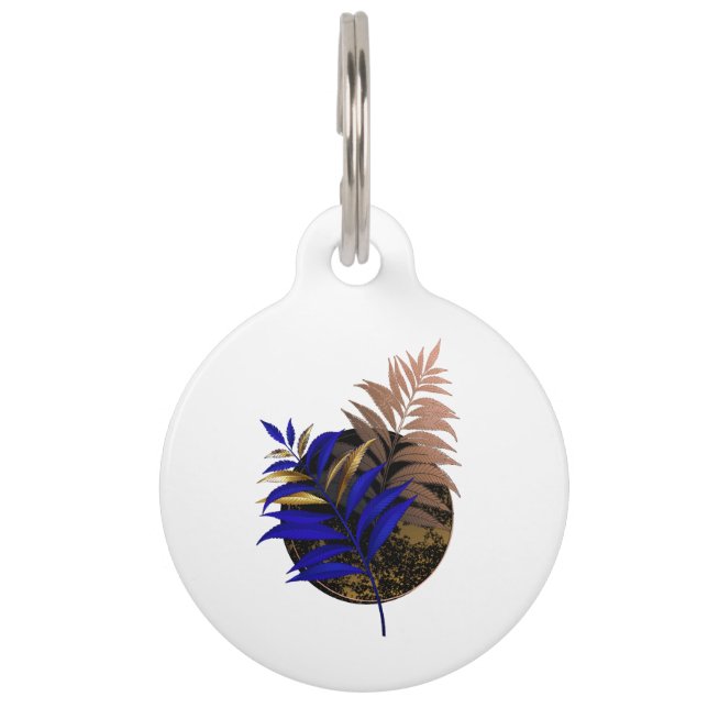 Médaillon Pour Animaux Ferme bleue sur cercle noir (Devant)