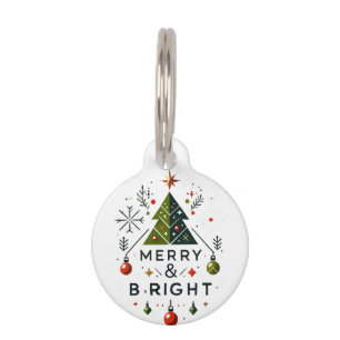 Médaillon Pour Animaux Festive Joyeux et brillant Design d'arbre de Noël