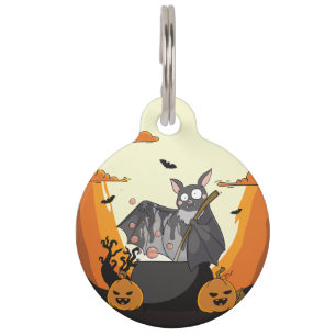 Médaillon Pour Animaux Fête Chauve-souris Halloween Mignonne et Effrayant