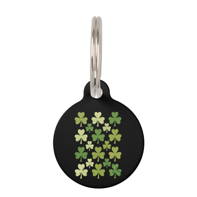 Médaillon Pour Animaux Fête de la Saint-Patrick Cœur Trèfle Chanceux Trèf (Devant)