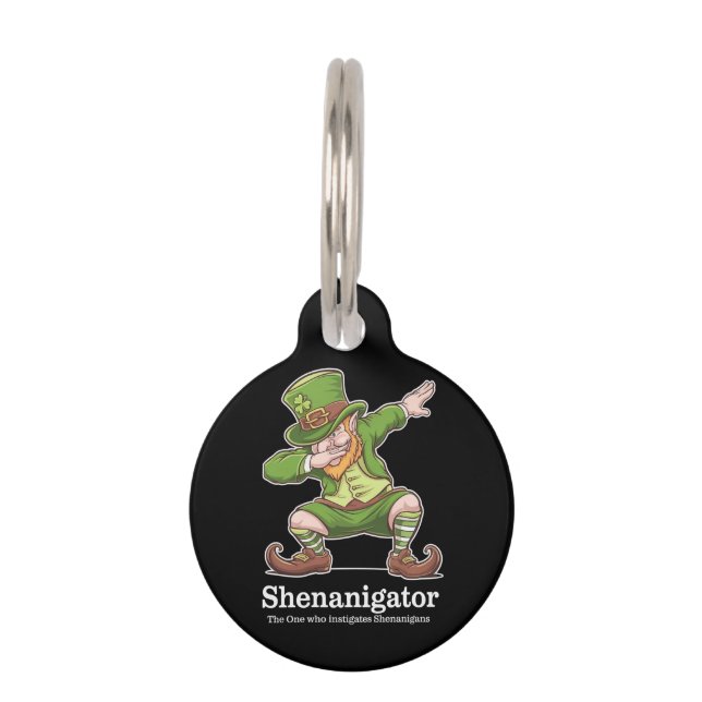 Médaillon Pour Animaux Fête de la Saint-Patrick Shenanigator Dabbing Lepr (Devant)