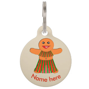 Médaillon Pour Animaux Fête de Noël Femme de pain d'épices