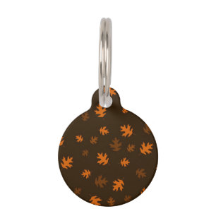 Médaillon Pour Animaux Feuille orange de chêne d'automne contre le brun