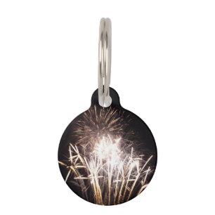Médaillon Pour Animaux Feux d'artifice blancs et or I Célébration patriot