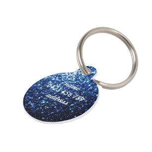 Médaillon Pour Animaux Feux de parties scintillant brillants bleu foncé P