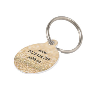Médaillon Pour Animaux Feux de parties scintillant en or Champagne Person