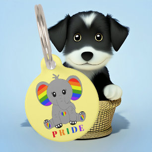 Médaillon Pour Animaux Fierté LGBTQ gay - éléphant mignon avec drapeau ar