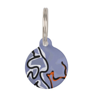 Médaillon Pour Animaux Figure avec Félin : Personnalisé Bleu, Orange, N&B