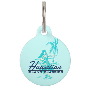 Médaillon Pour Animaux Fille de danse polynésienne d'île hawaïenne de