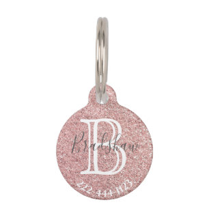Médaillon Pour Animaux Fille Rose Parties scintillant or étincelles Nom d