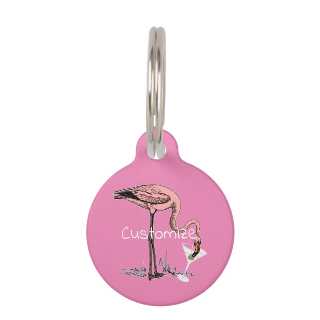 Médaillon Pour Animaux Flamant rose Boire Martini Thunder_Cove (Devant)