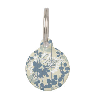 Médaillon Pour Animaux Fleur de feuille bleue asiatique japonaise
