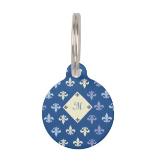 Médaillon Pour Animaux Fleur de Lis - monogramme