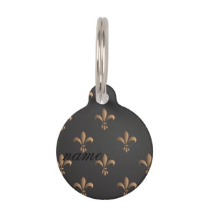 Médaillon Pour Animaux Fleur de lis, vintage, élégant, chic.classy, motif