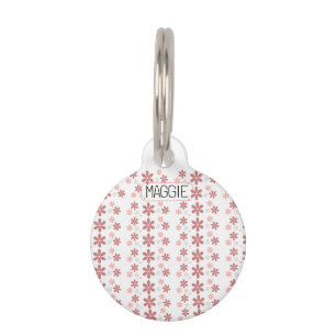 Médaillon Pour Animaux Fleur de marguerite rose et grise