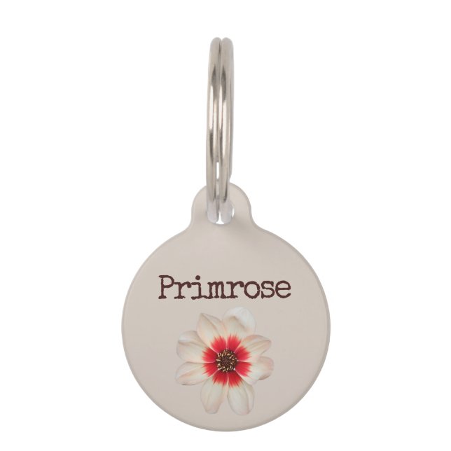 Médaillon Pour Animaux Fleur Primrose beige (Devant)