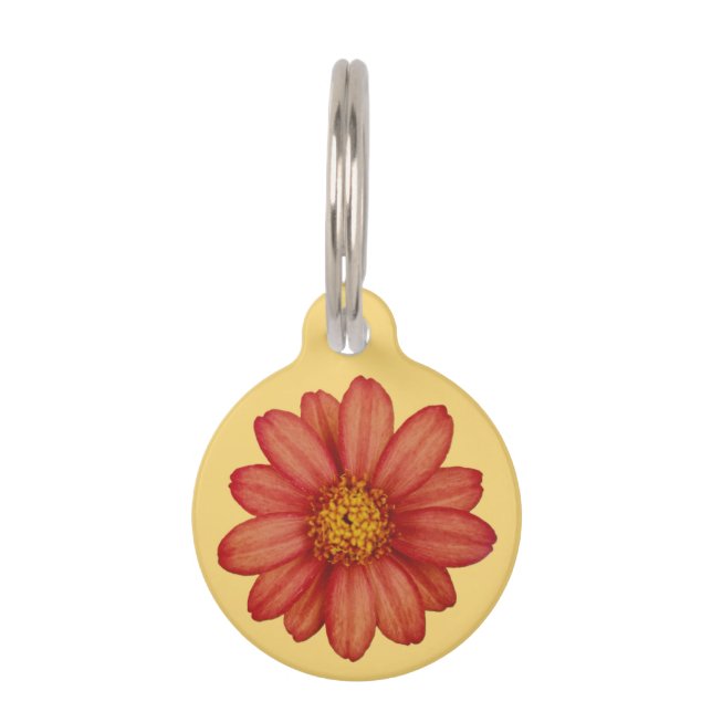 Médaillon Pour Animaux fleur rouge (Devant)
