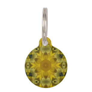 Médaillon Pour Animaux Fleur soleil éclate dorée
