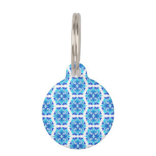 Médaillon Pour Animaux Fleurs bleues, motif de fleurs, motif floral