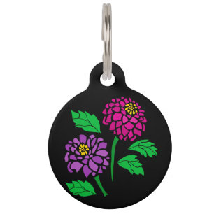 Médaillon Pour Animaux Fleurs colorées Extraordinaires Dahlia Abstraites