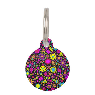 Médaillon Pour Animaux Fleurs Psychédéliques Vibrantes en Fleur-67566