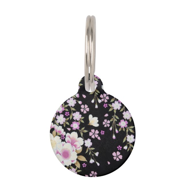 Médaillon Pour Animaux Fleurs roses tombantes en cascade (Devant)