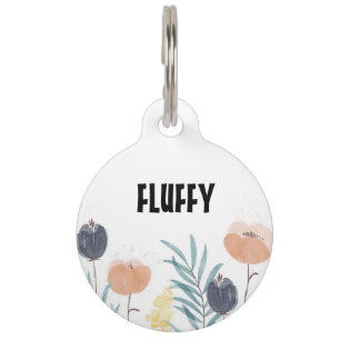 Médaillon Pour Animaux Fleurs sauvages d'aquarelle personnalisables