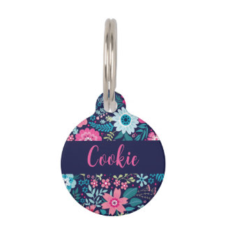 Médaillon Pour Animaux Floral pet tag