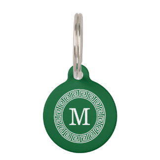 Médaillon Pour Animaux Forêt Gr Wht Cadre Rnd Key Grec Premier Monogramme
