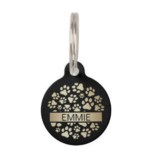Médaillon Pour Animaux Fournitures pour animaux de luxe en or noir feuill