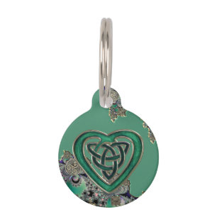 Médaillon Pour Animaux Fractale mystique celtique verte