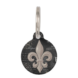 Médaillon Pour Animaux Français vintage moderne fleur de lis