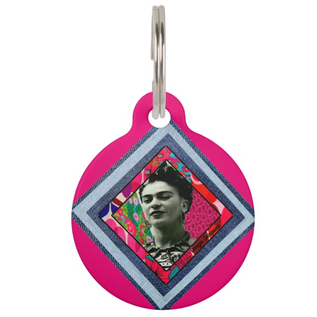 Médaillon Pour Animaux Frida Kahlo Retro Denim Diamond (Devant)