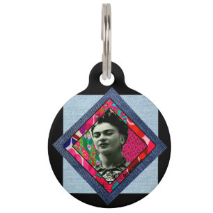 Médaillon Pour Animaux Frida Kahlo Retro Pink Denim