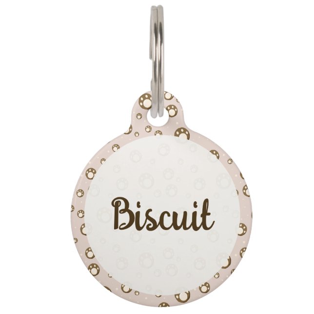Médaillon Pour Animaux Frisage de biscuits à empreintes de pattes rose cl (Devant)