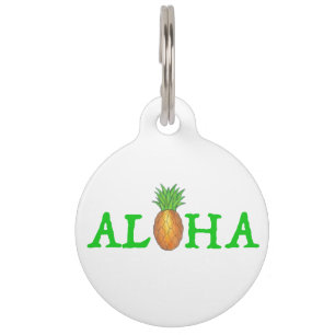 Médaillon Pour Animaux Fruit d'ananas de l'île tropicale d'Hawaï ALOHA