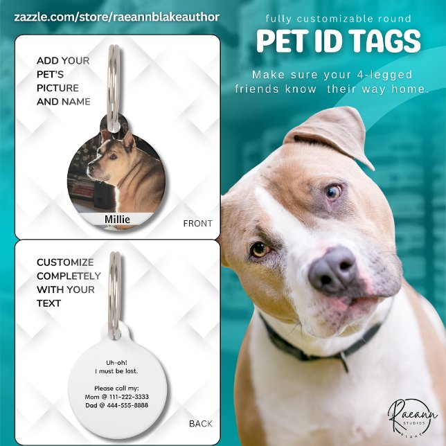 Médaillon Pour Animaux Fully Customizable Round Pet ID Tag (Créateur téléchargé)
