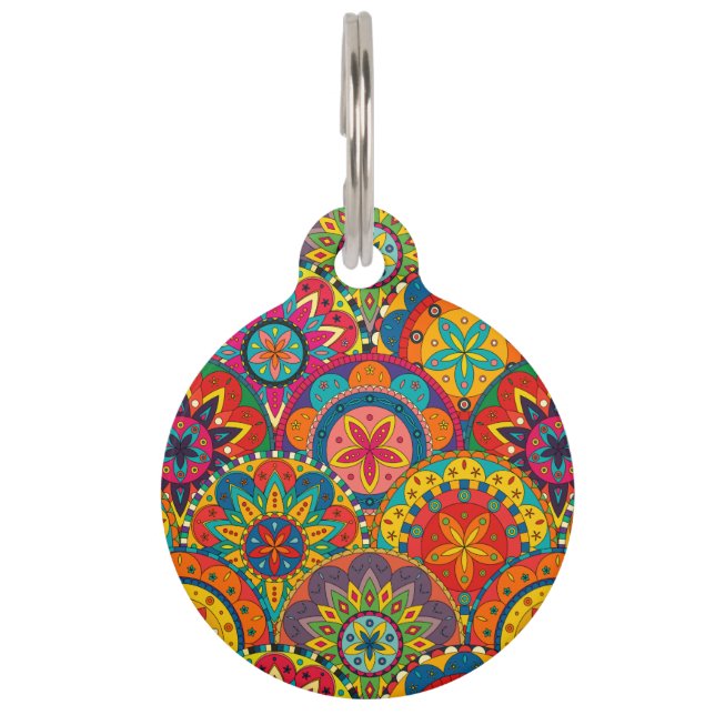 Médaillon Pour Animaux Funky Retro couleur Motif Mandala (Devant)