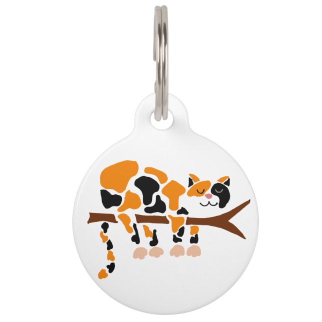 Médaillon Pour Animaux Funny Calico Cat dans l'art des arbres (Devant)