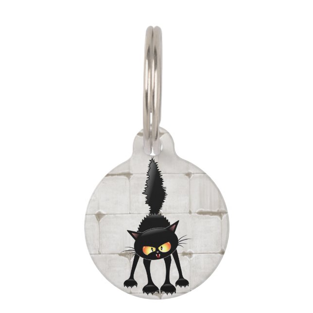 Médaillon Pour Animaux Funny Fierce Black Cat Cartoon  (Devant)