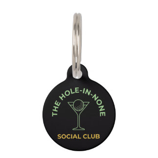 Médaillon Pour Animaux Funny Golf Social Club Humor Hole-In-None Martini 