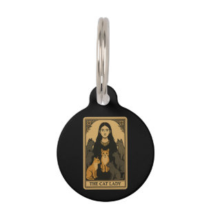 Médaillon Pour Animaux Funny Witchy Gothique Chat Lady Tarot Carte Magiqu