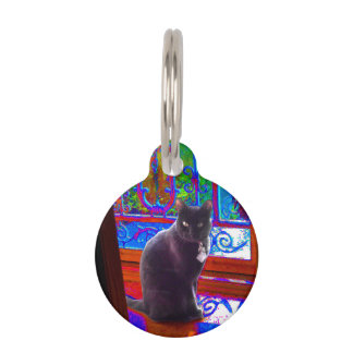 Médaillon Pour Animaux Gardes de Chat Noir une porte psychédélique