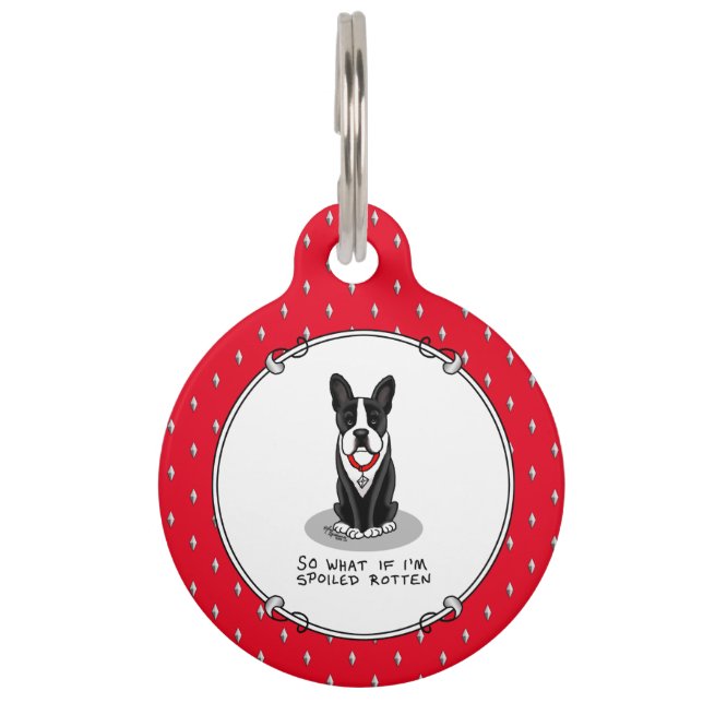 Médaillon Pour Animaux Gâté Boston Terrier chien (noir) Mignon (Devant)
