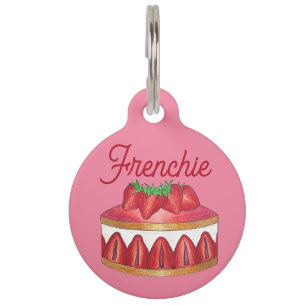 Médaillon Pour Animaux Gâteau fraise Fraisier Chef pâtisserie française B