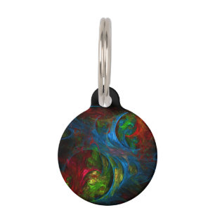 Médaillon Pour Animaux Genesis Blue Art Abstrait Round