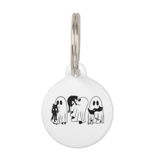 Médaillon Pour Animaux Ghost Holding Chat noir Funny Halloween Amoureux d