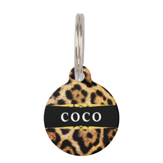 Médaillon Pour Animaux Glam Leopard Print Personalized