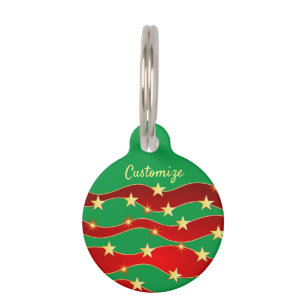Médaillon Pour Animaux Gold Stars Ciel de Noël Thunder_Cove
